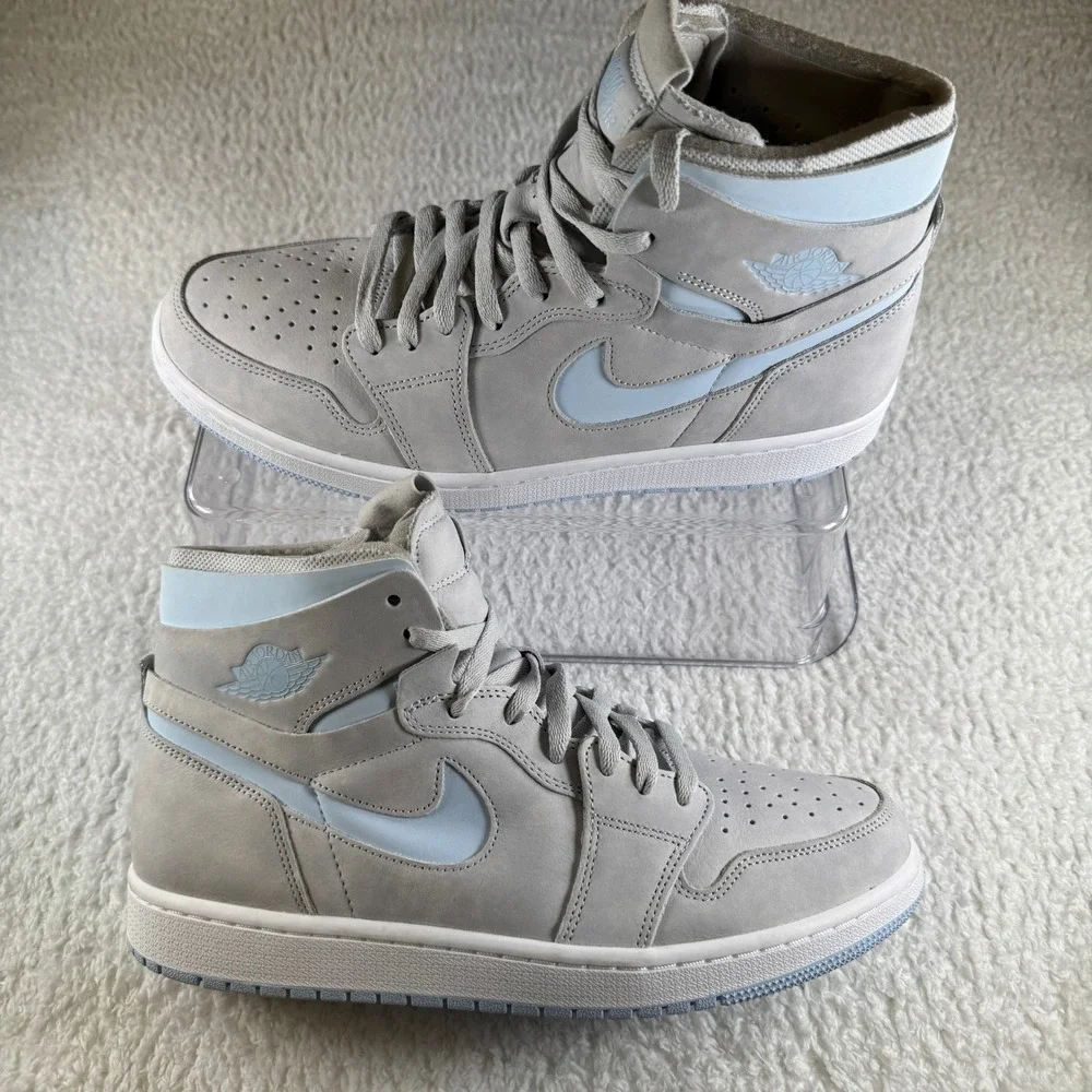 Size 11 - Men's Nike Air Jordan 1 High Zoom Cool Grey Blue White Shoes Sneakers